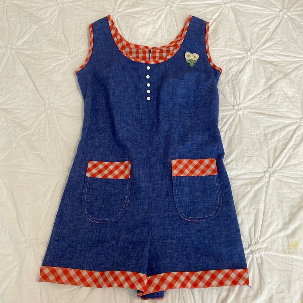 Vintage denim picnic romper!
